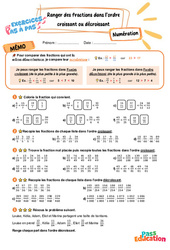 Ranger des fractions dans l’ordre croissant ou décroissant - Exercices Pas à Pas : 7ème Harmos - PDF à imprimer