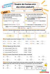 Encadrer des fractions entre deux entiers consécutifs - Exercices Pas à Pas : 7ème Harmos - PDF à imprimer