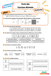 Ecrire des fractions décimales - Exercices Pas à Pas : 7ème Harmos - PDF à imprimer