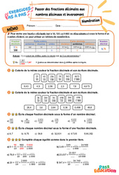 Leçon, exercice et évaluation :<br/> Passer des fractions décimales aux nombres décimaux et inversement - Exercices Pas à Pas : 7ème Harmos - PDF à imprimer