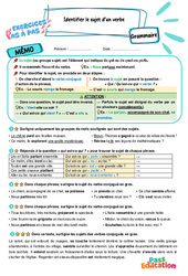 Identifier le sujet d'un verbe - Exercices Pas à Pas : 7ème Harmos - PDF à imprimer