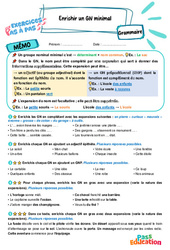 Enrichir un GN minimal - Exercices Pas à Pas : 7ème Harmos - PDF à imprimer