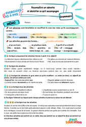 Reconnaître un adverbe et identifier ce qu’il accompagne - Exercices Pas à Pas : 7ème Harmos - PDF à imprimer