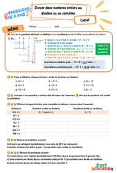Diviser deux entiers jusqu’au dixième ou au centième - Exercices Pas à Pas : 7ème Harmos - PDF à imprimer