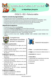La République française - Séquence - Fiche de préparation - EMC : 5ème Harmos - PDF à imprimer