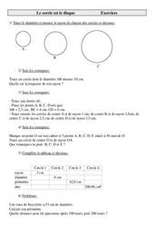 Cercle - Disque - Exercices - Géométrie - Mathématiques : 7ème Harmos - PDF à imprimer