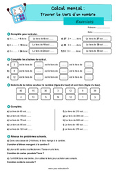 Trouver le tiers d’un nombre - Exercices : 6ème Harmos - PDF à imprimer