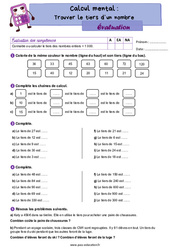 Trouver le tiers d’un nombre - Examen Evaluation : 6ème Harmos - PDF à imprimer