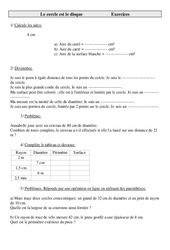 Cercle - Disque - Exercices de géométrie  : 7ème Harmos - PDF à imprimer