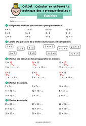 Calculer en utilisant la technique des « presque - doubles » - Exercices : 4ème Harmos - PDF à imprimer