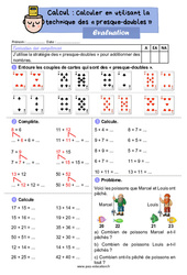 Calculer en utilisant la technique des « presque - doubles » - Examen Evaluation : 4ème Harmos - PDF à imprimer