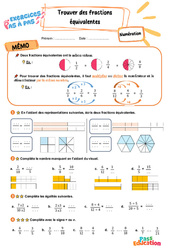 Leçon, exercice et évaluation :<br/> Trouver des fractions équivalentes - Exercices Pas à Pas : 5ème Harmos - PDF à imprimer