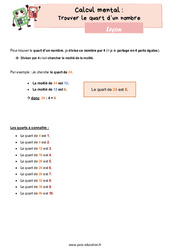 Trouver le quart d’un nombre - Cours, Leçon : 6ème Harmos - PDF gratuit à imprimer