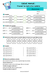 Trouver le quart d’un nombre - Exercices : 6ème Harmos - PDF à imprimer