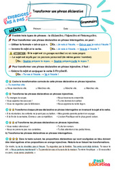 Transformer une phrase déclarative - Exercices Pas à Pas : 6ème Harmos - PDF à imprimer