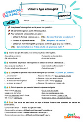 Utiliser le type interrogatif - Exercices Pas à Pas : 6ème Harmos - PDF à imprimer