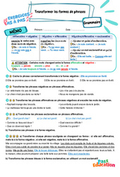 Transformer les formes de phrases - Exercices Pas à Pas : 6ème Harmos - PDF à imprimer