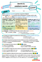 Identifier les compléments essentiels (COD, COI, AS) - Exercices Pas à Pas : 7ème Harmos - PDF à imprimer