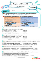 Leçon, exercice et évaluation :<br/> Remplacer un COD ou un COI par un pronom - Exercices Pas à Pas : 7ème Harmos - PDF à imprimer