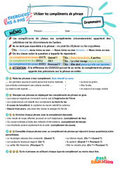 Utiliser les compléments de phrase - Exercices Pas à Pas : 7ème Harmos - PDF à imprimer