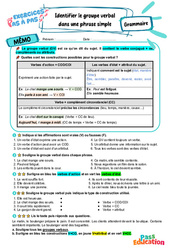 Identifier le groupe verbal dans une phrase simple - Exercices Pas à Pas : 8ème Harmos - PDF à imprimer