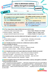 Utiliser les déterminants numéraux, indéfinis, interrogatifs et exclamatifs - Exercices Pas à Pas : 8ème Harmos - PDF à imprimer