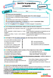 Cours et exercice : Identifier les propositions juxtaposées - Exercices Pas à Pas : 8ème Harmos - PDF à imprimer