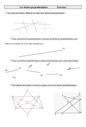 Droites perpendiculaires - Exercices - Géométrie - Mathématiques : 7ème Harmos - PDF à imprimer