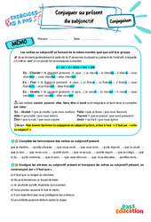 Cours et exercice : Conjuguer au présent du subjonctif - Exercices Pas à Pas : 9eme Harmos - PDF à imprimer