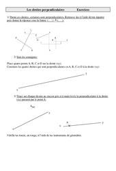 Droites perpendiculaires - Exercices - Géométrie - Mathématiques : 7ème Harmos - PDF à imprimer