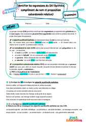 Identifier les expansions du groupe nominal (GN) - Exercices Pas à Pas : 9eme Harmos - PDF à imprimer