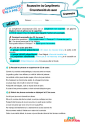 Reconnaître un complément circonstanciel (CC) de cause - Exercices Pas à Pas : 9eme Harmos - PDF à imprimer