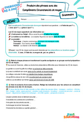 Produire des phrases avec un complément circonstanciel (CC) de moyen - Exercices Pas à Pas : 9eme Harmos - PDF à imprimer