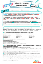 Cours et exercice : Conjuguer les verbes des trois groupes au conditionnel présent - Exercices Pas à Pas : 8ème Harmos - PDF à imprimer