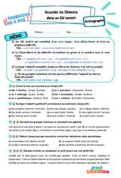 Leçon, exercice et évaluation :<br/> Accorder les éléments d’un GN enrichi - Exercices Pas à Pas : 7ème Harmos - PDF à imprimer