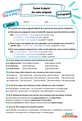 Leçon, exercice et évaluation :<br/> Former le pluriel des noms composés - Exercices Pas à Pas : 7ème Harmos - PDF à imprimer