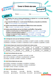 Leçon, exercice et évaluation :<br/> Former le féminin des noms - Exercices Pas à Pas : 7ème Harmos - PDF à imprimer