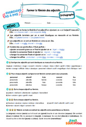 Former le féminin des adjectifs - Exercices Pas à Pas : 7ème Harmos - PDF à imprimer