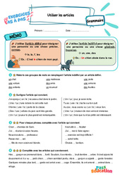 Utiliser les articles - Exercices Pas à Pas : 5ème Harmos - PDF à imprimer