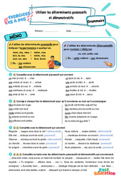 Utiliser les déterminants possessifs - Exercices Pas à Pas : 5ème Harmos - PDF à imprimer