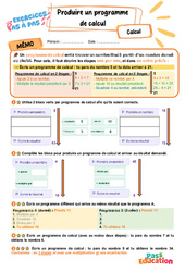 Produire un programme - Exercices Pas à Pas : 7ème Harmos - PDF à imprimer