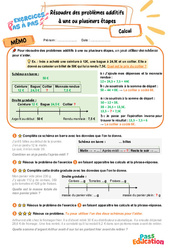 Résoudre des problèmes additifs à une ou plusieurs étapes - Exercices Pas à Pas : 7ème Harmos - PDF à imprimer