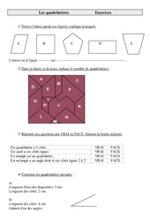 Quadrilatères - Exercices de géométrie  : 7ème Harmos - PDF à imprimer