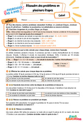 Résoudre des problèmes en plusieurs étapes - Exercices Pas à Pas : 7ème Harmos - PDF à imprimer