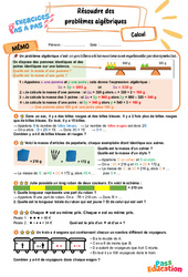 Résoudre des problèmes algébriques - Exercices Pas à Pas : 7ème Harmos - PDF à imprimer
