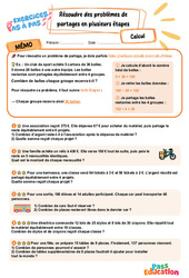 Résoudre des problèmes de partages en plusieurs étapes - Exercices Pas à Pas : 7ème Harmos - PDF à imprimer