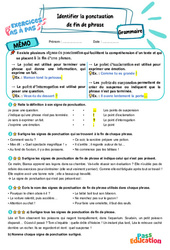 Identifier la ponctuation de fin de phrase - Exercices Pas à Pas : 6ème Harmos - PDF à imprimer