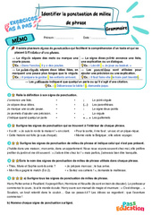 Identifier la ponctuation de milieu de phrase - Exercices Pas à Pas : 6ème Harmos - PDF à imprimer