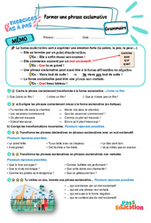 Former une phrase exclamative - Exercices Pas à Pas : 6ème Harmos - PDF à imprimer