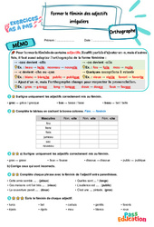 Former le féminin des adjectifs irréguliers - Exercices Pas à Pas : 6ème Harmos - PDF à imprimer